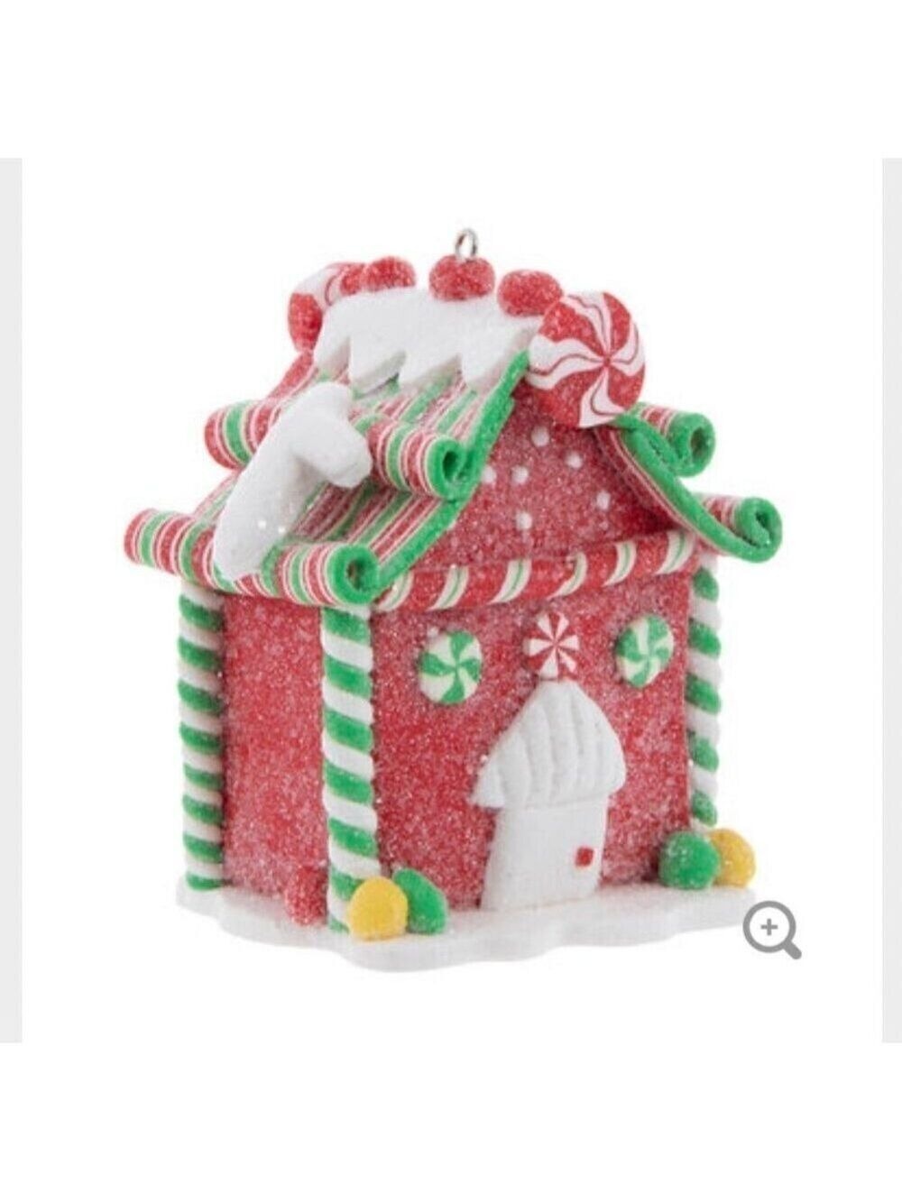 Gingerbread House Ornament Peppermint Candy Cane Christmas Holiday Red 3in
